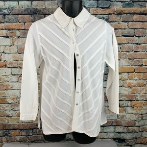 Toofan sheer white button down top sz M